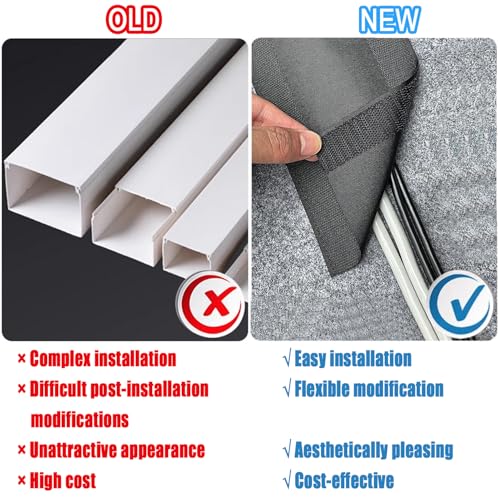Floor Cable Covers,10 Feet Cord Cover Wire Protector Cable Cover Wire Storage Cover Used to Protect The Cable and Prevent Tripping Over The Cords - color: 10 Feet-Black