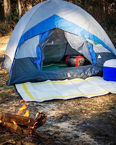 Mountain Mat 5x7 Yellow Outdoor RV Patio Mat – Extra Thick 5mm Recycled Poly Rug – Heavy-Duty, Waterproof, Reversible – Premium Camping Mat for Beach, Deck, Campsite (Yellow NO Carry Bag, 5'x7') - color: Yellow, style: 5' x 7'