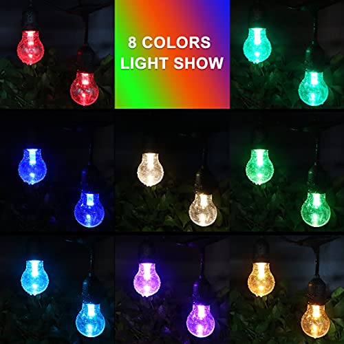 48FT Outdoor RGB String Lights, 16 Shatterproof Edison Bulbs, Dimmable Color Changing Patio Lights with Remote Control. Perfect for Bistro Commercial LED Decorative Lighting - size: A55 48FT