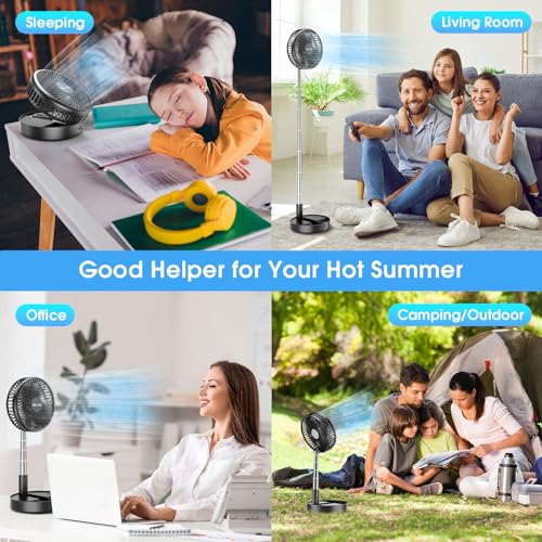 Belife X8-Lite Portable Fan, 7200mAh Battery Powered Rechargeable,USB Desk Floor Fan with Remote, Foldable Telescopic Fan for Home Bedroom Sleeping Office Camping Travel, 7.7" (Non-Oscillating, Black) - color: Black, style: Non-Oscillating