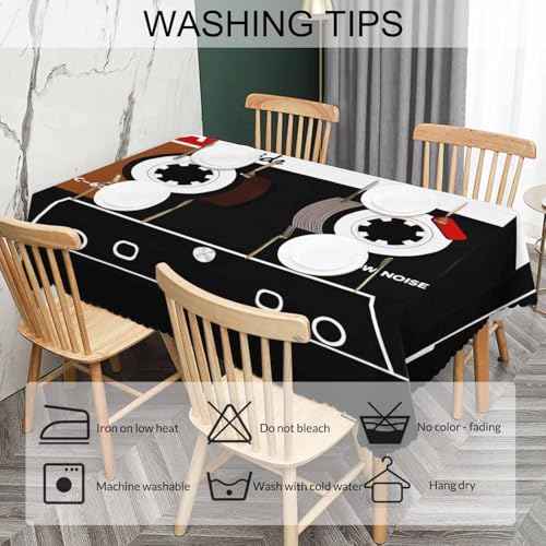 Retro Audio Cassette Dinner Tablecloth Table Cover, Plastic Audio Cassette Tape 52x70 Inch Table Cloth Dust-Proof Table Cover Protector for Home Restaurant Picnic Camping BBQ - color: Retro Audio Cassette