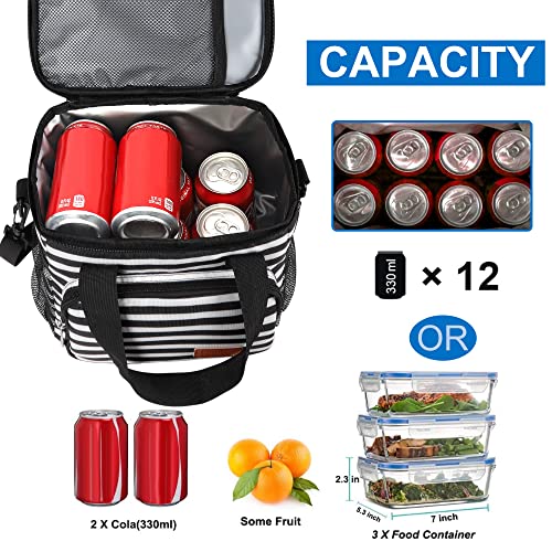 Femuar Lunch Bags for Women/Men, Insulated Lunch Bag for Work Office Picnic - Lunch Cooler Bag Leakproof Lunch Box with Adjustable Shoulder Strap - Stripe - color: 8-Stripe, size: Medium Size