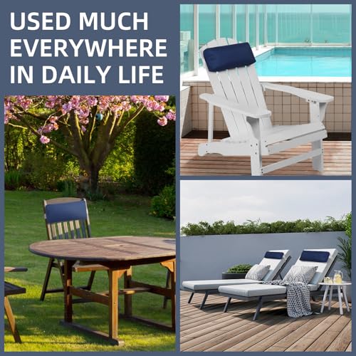 Headrest Pillow for Patio Chaise Lounge Chair, Outdoor Chaise Pillows with Adjustable Elastic Stripe Head Resting Pillows for Recliner Office Chair, Dark Blue - color: Dark Blue