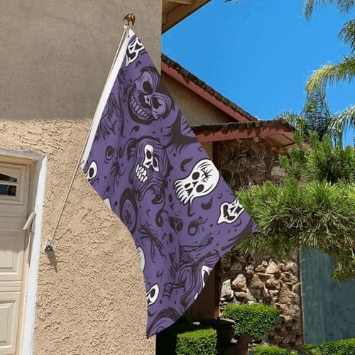 Horror Pattern On Purple Background Flag 2 X 3 Ft Double Sided Vertical Garden Flag Seasonal Holiday Banner With Brass Grommets Photo Backdrop Yard Flag For Outdoor Indoor Home Decor - color: Horror Pattern On Purple Background