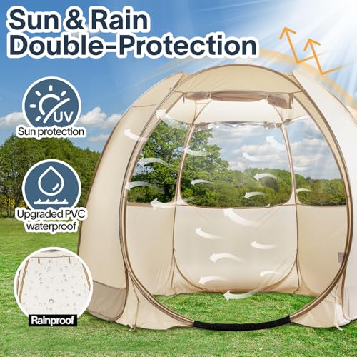 Alvantor® Pop Up Screen House Tent, UPF 50+ and Windproof Dome Outdoor Canopy Tent with Roll Up Zipped Door Privacy Gazebo, Compact & Lightweight for Party Camping Fishing Picnic - color: Khaki, size: 10'x10'