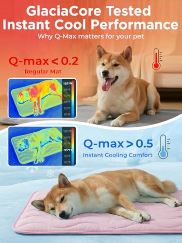 Dog Cooling Mat for Extra Large Dogs, 48"x30" Breathable Self Cooling Crate Mat for Dogs & Cats, QMAX>0.5 Portable Washable Pet Cooling Mat for Dog Bed, Thickened Cool Fiber Indoor/Outdoor Summer,Pink - color: Pink, size: 48"x30"(X-Large)