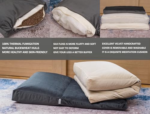 Meditation Cushion,Velvet Meditation Pillow and Zabuton 2-in-1 Portable Design(50 * 70CM). (Dark Gray, Service H：9cm) - color: Dark Gray
