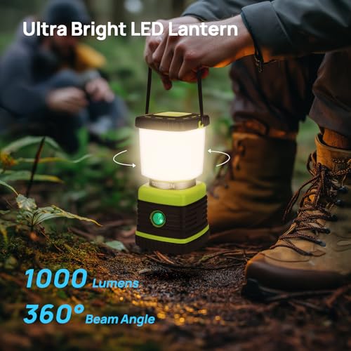 LED Camping Lantern Rechargeable, Consciot Camping Lights, 1000LM, 4 Light Modes, 4400mAh Power Bank, IPX4 Waterproof Tent Lights, Dimmable Flashlight for Emergency, Power Outages, USB Cable Included - size: 1000 Lumens - 1