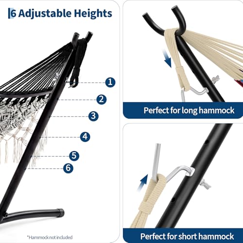 9FT Heavy Duty Adjustable Steel Hammock Stand, 450 LBS Capacity Outdoor Hammock Frame, Weather Resistant & Easy to Assemble for Patio Yard Garden - color: Sheep Horn-shaped