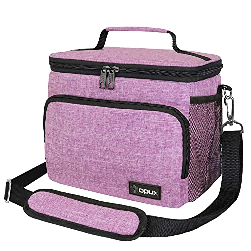 OPUX Insulated Lunch Bag for Men Women, Soft Lunch Box for Office Work School Picnic, Leakproof Lunch Cooler Bag with Shoulder Strap for Kid Adult Boy Girl, Medium Lunchbox Lunch Tote (Heather Purple) - color: Heather Purple, size: Medium