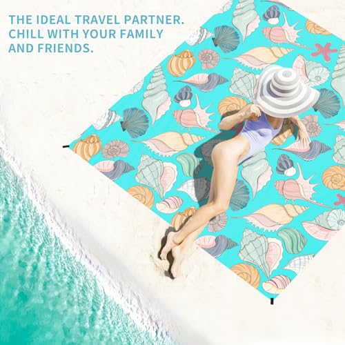 Beach Blanket 78''×81'' Suits 1-5 Adults Waterproof Sandproof Lightweight Oversized Large Picnic Mat Blanket for Beach Travel Camping Picnic Hiking - color: Conch, size: 6'9" x 6'6"