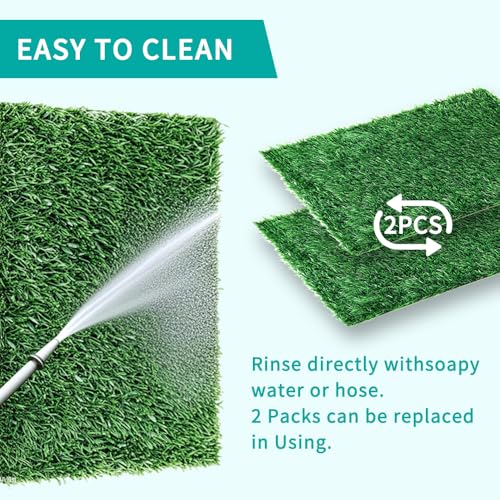 Dog Grass Pad with Tray 30"X20" - Portable Artificial Turf Potty Training Pee Mat for Large or Medium Dogs, Indoor/Outdoor Dog Litter Box for Balcony/Patio, Washable Reusable Fake Grass - size: 30"×20"
