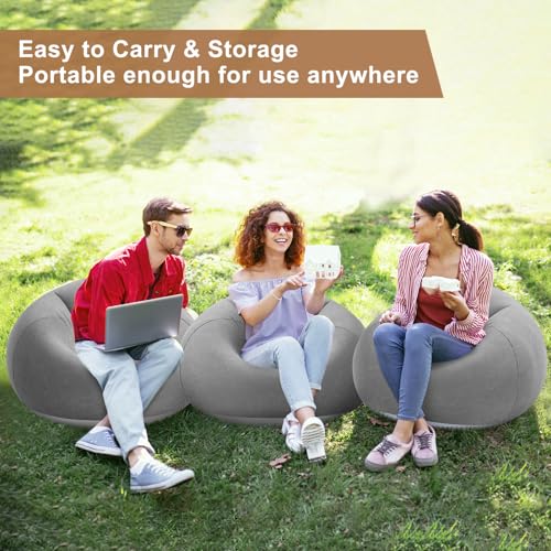Realspring 6 9 12 Pcs Inflatable Bean Bag Chairs for Adults with Electric Air Pump, Blow up Couch Folding Portable Inflatable Couch Lazy Sofa for Outdoor Movie Night Camping(Gray,6 Pcs) - color: Grey