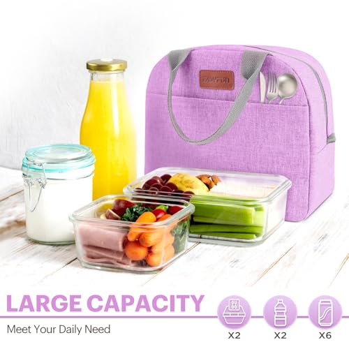 Lunch Bag for Women & Men Adult Insulated Lunch Box, Small Leakproof Cooler Food Lunch Containers Reusable High Capacity Lunch Tote Bags for Work, Travel, Outdoor (Purple) - color: Purple