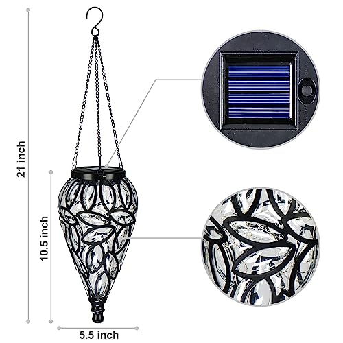 SUNNYPARK Outdoor Plastic Solar Hanging Lantern, 15 Cool White LEDs Twinkle Effect Tear-Shaped Hanging Lantern Decor Garden Decorative Solar Lights for Backyard, Patio and Lawn - style: Transparent
