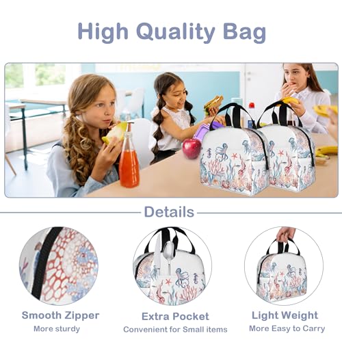 Insulated Lunch Bag,Underwater Marine Animals and Plants Lunch Box for School Student Kids Boys Girls,Leakproof Lunch Tote for Adult Men Women,Reusable Lunch Cooler Tote Bag for Office Work Picnic - color: Underwater Marine Animals and Plants Octopuses, S