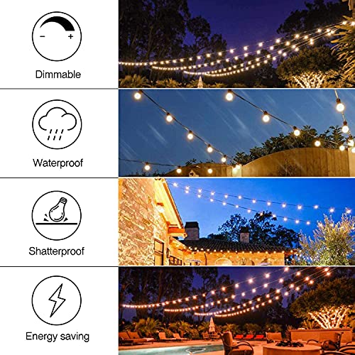 Banord 102FT Outdoor String Lights, Waterproof Patio Lights with 35 Shatterproof LED Bulb Hanging Light String, Black String Light Vintage Party Lights for Garden, Backyard, Porch, Cafe, Deck, Wedding - size: 1 Pack 102FT