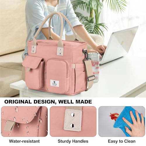 Hafmall 16L Large Pink Lunch Bag for Women, Loncheras para Mujer, Insulated Adult Lunch Tote Box for Work, 4.5Gallon - color: Pink