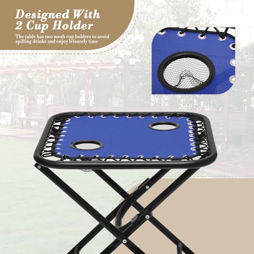 Athena Collection Zero Gravity Outdoor Lounge Chair Set of 2 with Side Table, 25" Width Pool Lounge Lawn Chairs Reclining with Cup Holder, Outdoor Chaise for Beach Patio Backyard Outside, Blue - color: Blue, style: 25" Width