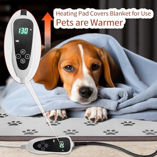 GOLOPET Large Dog Heating Pad 34x21in with Smart Thermostat Switch and Power Line Protection Tube,Obtained MET and UL Dual Certification,Waterproof Pet Heating pad, Suitable for Dogs of All Ages - size: 34.0"l X 21.0"w X 0.5"th