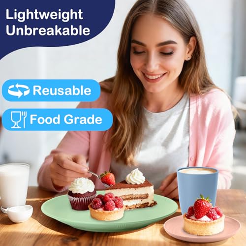 40 PCS Wheat Straw Dinnerware Sets Unbreakable Dishes Set for 8 Plastic Plates and Bowls Sets with Cups Dishwasher & Microwave Safe - Colorful - color: Colorful, size: 40 PCS