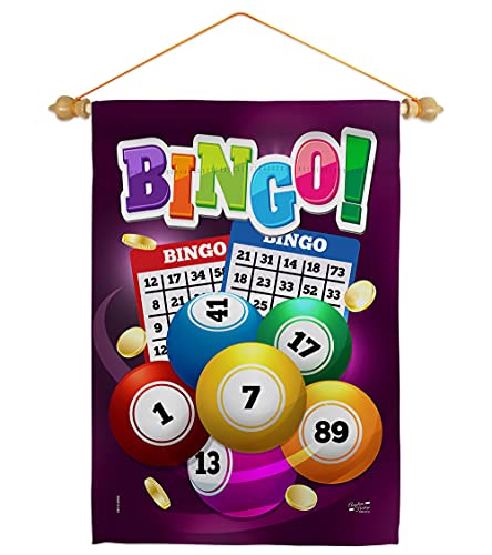 Bingo Garden Flag Set Wood Dowel Interests Game Bunco Night Dice Poker Hobbies Leisure Activity Small Decorative Gift Yard House Banner Made in USA 13 X 18.5