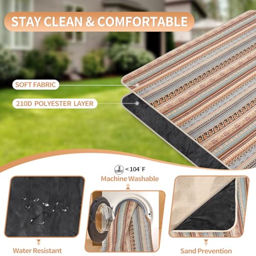 Extra Large Waterproof Picnic Blanket | Portable Camping & Beach Mat | Sand Free with Carry Strap | Park Blanket for Grass, Hiking, Travel, Concerts, Indoor (Orange) - color: Orange, size: 4'11" x 6'7" (Rectangular)