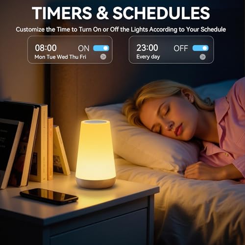 Auxmir Smart Night Light, Dimmable Nursery Table Lamp for Baby Work with App/Voice Control, LED Lamp with Music Sync and 100+ Scene Modes, Bedside Timer Lamp for Bedroom Living Room Sleep Aid(Corded) - color: Brown-APP Version