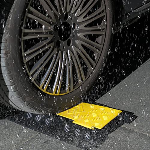CXRCY Cable Ramp 2 Pack of 3 Channel PVC Rubber Cable Protector, 44000lbs Capacity Heavy Duty Speed Bumps Hose Cord Protector Ramps for Wire Hose Pipe Hider Driveway Outdoor - size: 2 Pack 3 Channel