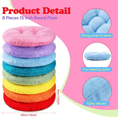 Fumete 8 Pcs 16 Inch Round Floor Cushions for Kids and Toddlers, Flexible Seating Classroom Furniture Floor Pillow for Home, Daycare, Preschool, Yoga and Meditation (Lovely) - color: Lovely
