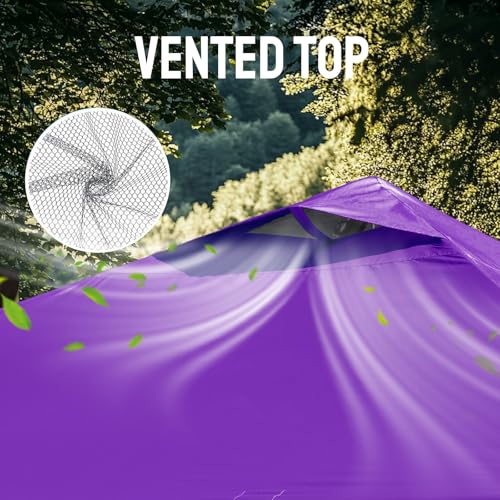 CROWN SHADES 10x10 Pop Up Canopy - Patented Center Lock One Push Instant Outdoor Canopy Beach Tent with STO-N-Go Bag 8 Stakes & 4 Sand Bags，Purple - style: Purple