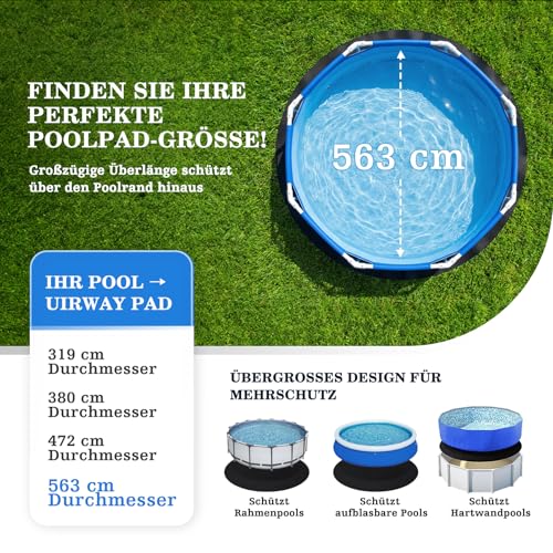 UIRWAY 18Ft Pool Pad for Above Ground Pool, [2026 New Pool Pad 300G/M² Thicker] Outdoor Padding for Under Pool Against Tearing, Weed Barrier, Puncture Proof Round Swimming Pool Mat Prolong Liner Life - size: Round-18ft