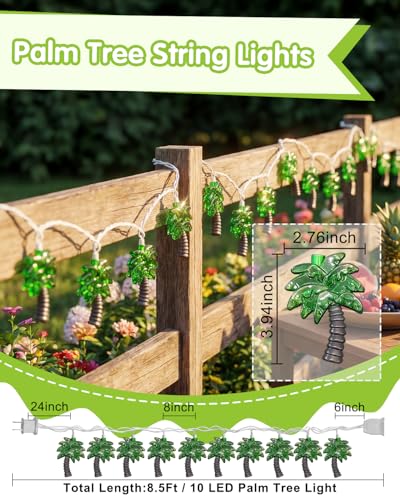 8.5Ft Palm Tree String Lights with 10 Palm Tree Light, Summer Beach Themed Decoration Light for Camp Tent Wedding Holiday Party Garden Bedroom(White) - color: Palm Tree Lights, size: 8.5FT