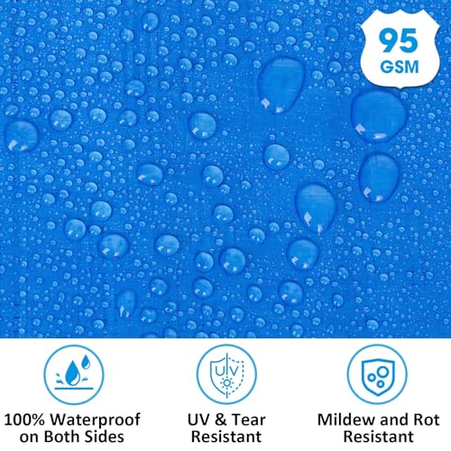 Double-Sided Waterproof Poly Tarp 10x14 Feet 5mil Thick Polyethylene Tarps, Perfect for Outdoor Use, Plastic Cover & Mat for Tent Camping Storage Boat Bikes Vehicles - color: Blue-5 Mil, size: 10' x 14' 1psc