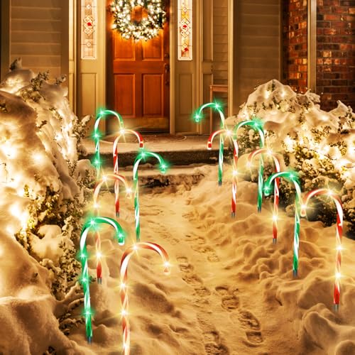 20PCS Replacement Stakes for Christmas Candy Cane Lights Outdoor, Plastic Candy Cane Pathway Markers Lights Spike Replacer, Size 0.68 * 6.05 Inches, Used to Maintain Candy Cane Pathway Lights
