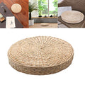 Natural Woven Grass Cushion - Pillow Floor Mat - Round Braided Pad - Handmade Straw Woven Rush Yoga Mat - Flat Seat Cushion for Garden Dining Room Living Room Home Decor(Beige)