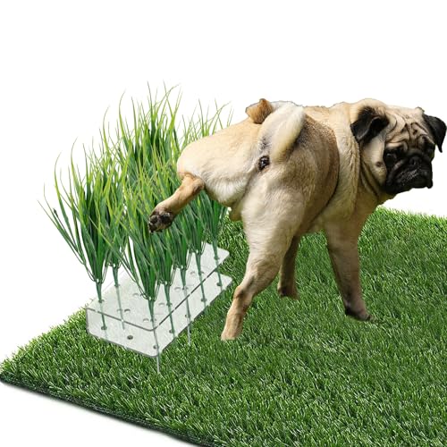 6 PCS Fake Grass Plants Pee Post for Outdoor, Reusable Washable Artificial Grass for Dogs to Pee on, Guides and Trains Dogs to Urinate, with Acrylic Plate and Ground Nails for Fixing