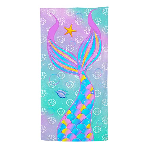 Bonsai Tree Mermaid Beach Towel, Mermaid Girl Beach Towel for Kid, Microfiber Bath Towels Gifts, Microfiber Bath Travel Towels for Women Yoga Sports 30" X 60" - color: Mermaid, size: 30"x60"