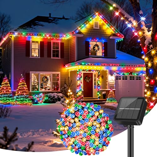Brightever Solar String Lights Outdoor Waterproof, 46FT 120 LED Solar Fairy Lights for Outside, 8 Lighting Modes, Outdoor Twinkle Light for Christmas, Backyard, Garden Party Decorations, Multicolor - color: Multicolor, size: 1-Pack（46FT 120LED）