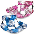 SLOOSH Inflatable Pool Floats Adult,2 Packs Floating Lounge Chairs,Blow up Pool Noodles for Adult Heavy Duty,Floating Chair for Party Summer Water Beach Lake Fun - style: Tropical Leaves-Pink,Blue