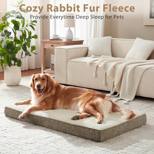 JOEJOY Orthopedic Dog Bed for Small Dogs, Washable Dog Crate Bed Small Sized with Removable Cover, Egg Memory Foam Pet Beds, Beige, 23"x17" - color: Beige, size: S(23"x17")