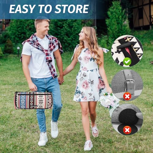 Picnic Blankets Extra Large Outdoor - Beach Blanket Waterproof Sandproof with Shoulder Strap, Machine Washable, Picnic Mat with Stakes for Grass Concert, Park.BohoPattern - color: Red