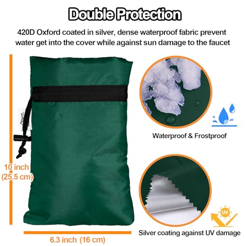 Enlarge Outdoor Faucet Cover for Winter Freeze Protection, 3M Thinsulate, 10"H x 6.3"W Hose Bib Covers for Wall Taps Outside, Waterproof & Frost Free Insulated Spigot Cover, 2 Pcs Faucet Socks - Green - color: Green, size: 6.3"W x 10"H (2pcs)