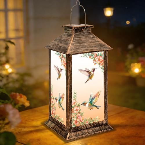Mothers Day Gifts for Mom Grandma, Solar Lanterns Outdoor Waterproof, Birthday Hummingbird Gifts for Women, Hanging Decorative Solar Lantern for Garden Yard Lawn Patio