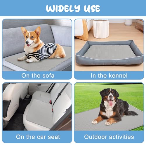 Buvlnee Summer Dog Cooling Mat Washable Ice Silk Self Cool Pad for Small Medium Large Dogs and Cats, Pet Sleeping Pad for Crate, Bed, Indoor & Outdoor Floor, Car Seats - color: Gray, size: 59x40in