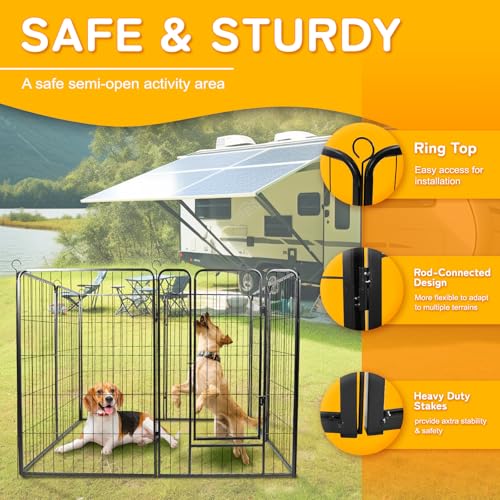 Confote Rollick Dog Playpen for Yard, RV Camping, 40 inch 8 Panels for Puppy and Small Dogs, Dog Pen Pet Dog Fence Outdoor Exercise Pen with Doors, Black - style: 8 Panels-40 inch