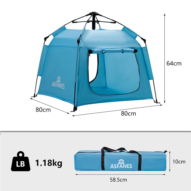 ASFANES Outdoor Pet Automatic Camping Tent, Pop up Cave Bed for Indoor Cats and Small Dogs, Portable Cat House Dog House, Sky Blue. (No Ventilation mesh, Door Must be Left Open for use) - style: Sky Blue