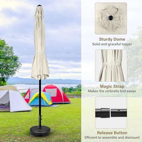 Simple Deluxe 2 Pack 9ft Patio Umbrella Outdoor Table Market Umbrella, 8 Sturdy Ribs for Garden, Deck, Backyard, Pool, Creamy White - color: 2P-Creamy White, size: 9ft