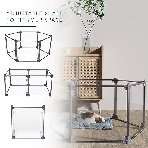 Front Row Foldable Dog Playpen – Durable and Portable Puppy Playpen for Exercise, Rest & Play – Clear Fence Panels with Aluminum Rods and Crate for Dogs and Other Small Pets (Charcoal, 6-Panel) - color: Charcoal
