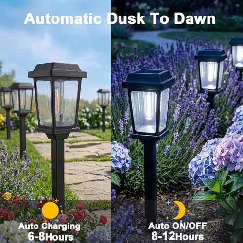 10 Pack Solar Pathway Lights Outdoor, Auto On/Off LED Solar Garden Lights, Decorative Landscape Lighting for Path Yard Walkway Driveway - size: 10Pack